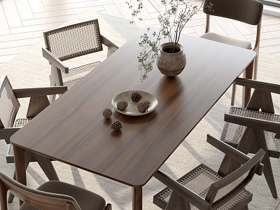 Dining table and chair combination model