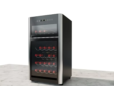 Modern Black Upright Wine Refrigerator With Glass Door And Wine Bottle Storage 3d model