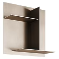 Modern Wall Cabinets With Dark Metal Finish And Layered Design On White Wall