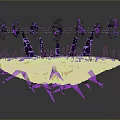 Futuristic Abstract Purple Crystal Structure With Yellow Base And Spiky Appendages