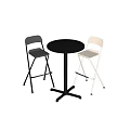 Black and Beige Folding Bar Stools with Modern Round Bar Table Design 3d model