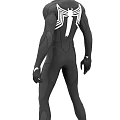 Game and Movie Character in Black Bodysuit with White Spider Patterns Design