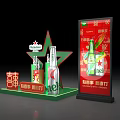 Heineken Festive Stack Display With Red Decor And Beer Bottles For Celebrations