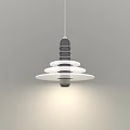 Modern Hanging Pendant Light With Multiple White Circular Layers And Black Central Column 3d model