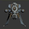 Futuristic Spaceship With Blue And White Exterior Detailed Structure Wings Engine Parts And Orange Accents