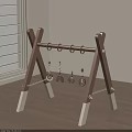 Wooden A Frame Baby Gym With Hanging Shape Toys And White Base