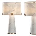 Sleek Modern Table Lamp With Marble Pattern Shade And Pedestal Base Design Style