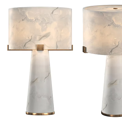 Sleek Modern Table Lamp With Marble Pattern Shade And Pedestal Base Design Style 3d model