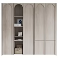 Modern Light Wood Wardrobe Design With Open Shelves And Sleek Cabinet Doors