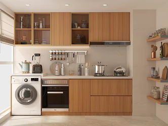 Kitchen Log Style Kitchen Cream Style Kitchen Washing Machine Oven Steaming and Baking Integrated Kitchenware Kitchen Ornaments 3d model