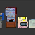 Diverse Colorful Commercial Equipment Featuring Vending Machines Cash Registers And Kiosks