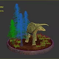 Green Dinosaur Figure With Pine Trees Grass And Dirt Base Scene Model 3d model