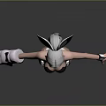 Bunny Ears Character In Black Bodysuit With Fishnet Stockings White Gloves And High Heels