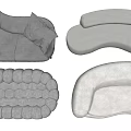 Modern Sectional Sofas In Neutral Tones With Various Curved And Pleated Designs 3d model