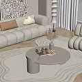 Cream wind sofa coffee table combination 3d model
