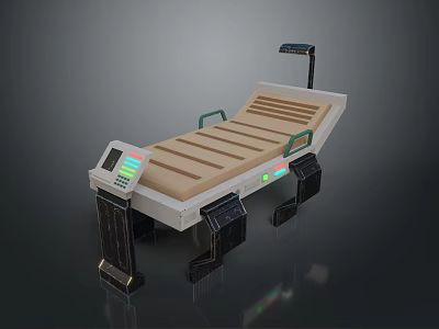 Advanced Industrial Examination Table With Tilted Bed Surface Control Panel And Support Legs 3d model