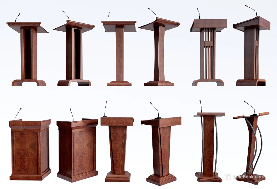 Various Wooden Podium Designs With Modern And Traditional Styles For Different Settings 3d model 