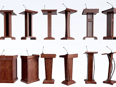 Various Wooden Podium Designs With Modern And Traditional Styles For Different Settings 3d model