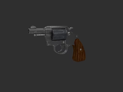 Classic Revolver Firearm With Wooden Grip And Polished Metal Body Design 3d model