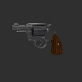 Classic Revolver Firearm With Wooden Grip And Polished Metal Body Design
