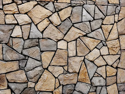 Rustic Building Exterior Wall Featuring Natural Irregular Stone Blocks with Brown Gray Hues and Texture 3d model