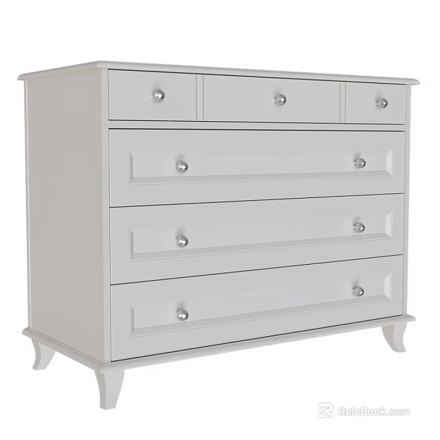 White Chest of Drawers Minimalist Design with Spacious Drawers Metal Knobs and Sturdy Legs 3d model 