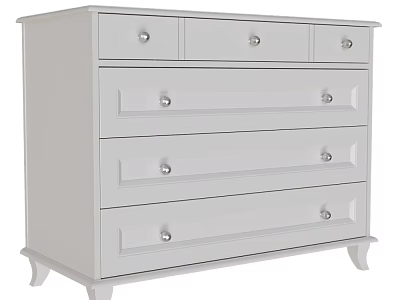 White Chest of Drawers Minimalist Design with Spacious Drawers Metal Knobs and Sturdy Legs 3d model
