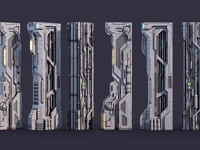 Futuristic Metallic Structural Components With Detailed Mechanical Design And Intricate Patterns 3d model