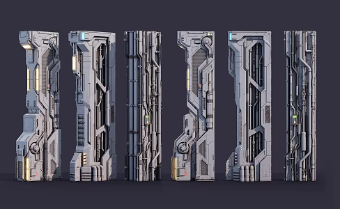 Sci-fi Pillar Column Sci-fi Parts Components Sci-fi Building Pillar Components Future Spaceship Components Parts Pillar Cyberpunk Pillar Parts 3d model
