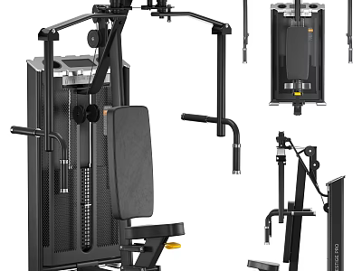 Professional Fitness Equipment with Multifunctional Trainer Seat Pull up Bars Weight Stack and Training Attachments 3d model