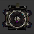 Game Movie Character With Purple Hair Black Bodysuit And Blue Glowing Details On Circular Platform