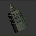Ancient Bronze Bell Musical Instrument With Two Animal Shaped Decorations And Protruding Dot Patterns