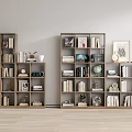 Modern Bookcases Interior Design With Books Decorations And Display Items 3d model
