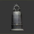 Antique Silver Metal Bell Decorative Top With Intricate Carved Patterns