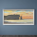 Scenic Landscape Painting Featuring Green Meadow Trees People And Distant Architecture