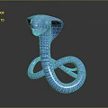 Blue Cobra with Scaled Texture and Coiled Body on Smooth Reflective Surface 3d model