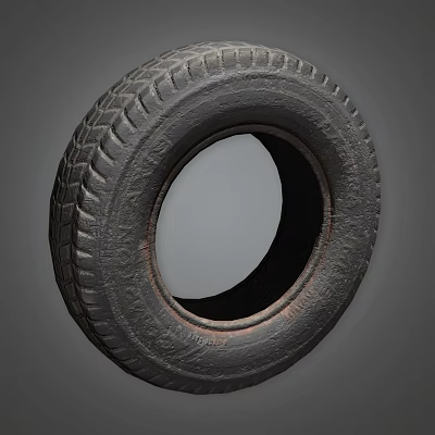 Detailed Rubber Tire With Deep Tread Pattern And Durable Structure Design 3d model