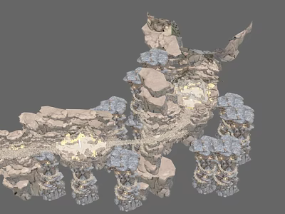 Intricate Rock Crystal Structure 3D Rendered With Illuminated Natural Fantasy Terrain 3d model