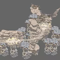 Intricate Rock Crystal Structure 3D Rendered With Illuminated Natural Fantasy Terrain