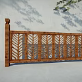 Wooden Garden Fence Ornament With Leaf Shaped Cutouts Against Light Wall And Tree Leaf Shadows