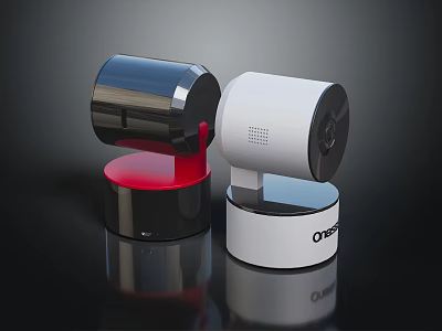 Oyster Smart Electronic Surveillance Cameras With Black White And Red Base Design 3d model