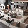 Sofa Coffee Table Combination Living Room Coffee Table Combination Treadmill Leisure Chair Sofa Bookcase 3d model