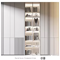 Elegant Contemporary Display Cabinet With Glass Doors Illuminated Shelves And Decorative Items