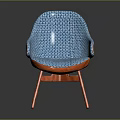 Stylish Modern Leisure Chair With Blue Woven Seat And Orange Frame