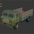 Vintage Green Military Style Truck Featuring Wooden Cargo Bed And Large Wheels