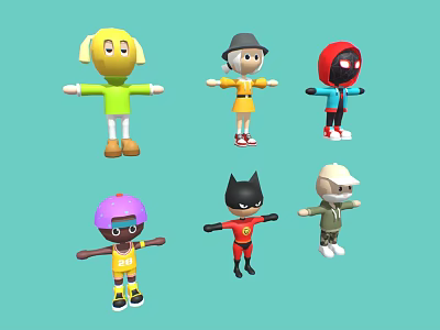 Colorful Cartoon Character Themed Kids Furniture With Various Designs And Light Blue Background 3d model