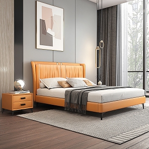 Light Luxury Double Bed 3d model