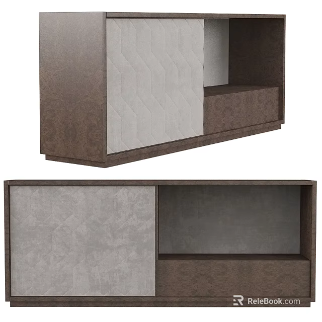 Entryway And Side Cabinet With Wooden Finish And Minimalist Storage Design 3d model 