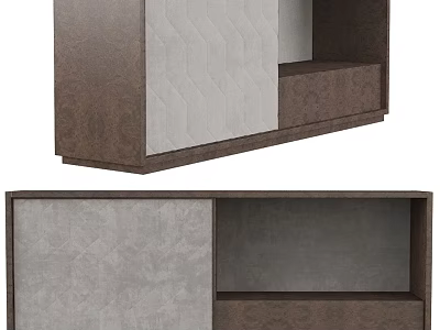 Entryway And Side Cabinet With Wooden Finish And Minimalist Storage Design 3d model