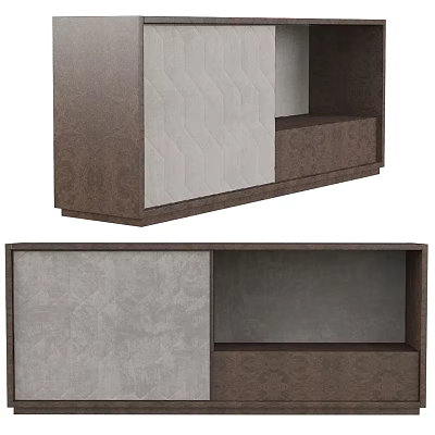 Entryway And Side Cabinet With Wooden Finish And Minimalist Storage Design 3d model